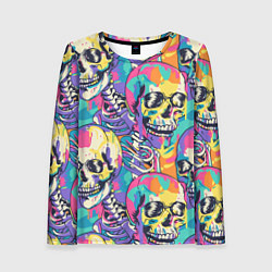 Лонгслив женский Граффити череп разноцветный, цвет: 3D-принт