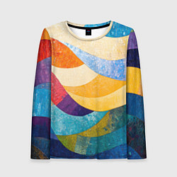 Женский лонгслив Разноцветная геометрическая мозаика