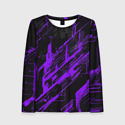 Лонгслив женский Purple stripes on a black background, цвет: 3D-принт