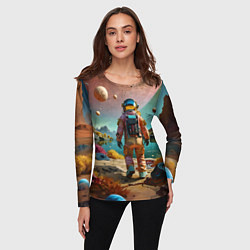 Лонгслив женский Астронавт на красочной планете, цвет: 3D-принт — фото 2