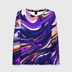Лонгслив женский Разноцветная абстракция разводов, цвет: 3D-принт