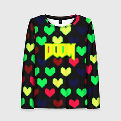 Женский лонгслив Doom кислотные сердца