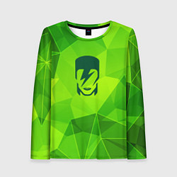 Лонгслив женский David Bowie green poly, цвет: 3D-принт