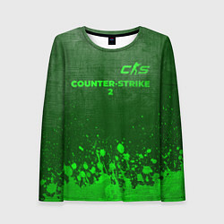 Лонгслив женский Counter-Strike 2 - green gradient посередине, цвет: 3D-принт