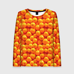 Лонгслив женский Новогодние мандаринки, цвет: 3D-принт