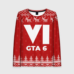 Лонгслив женский Новогодний GTA 6 с оленями, цвет: 3D-принт