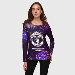 Лонгслив женский Праздничный Manchester United, цвет: 3D-принт — фото 2