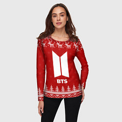 Лонгслив женский Новогодний BTS с оленями, цвет: 3D-принт — фото 2