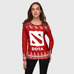 Лонгслив женский Новогодний Dota с оленями, цвет: 3D-принт — фото 2