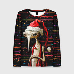 Лонгслив женский Санта Клаус - инопланетянин, цвет: 3D-принт