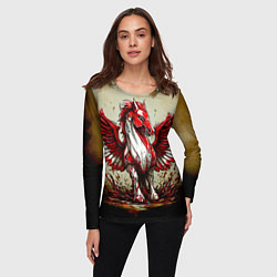 Лонгслив женский Красный пегас, цвет: 3D-принт — фото 2