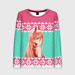 Женский лонгслив Новогодний свитер Пауэр из Человек-бензопила