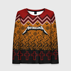 Лонгслив женский Metallica christmas ugly sweater, цвет: 3D-принт