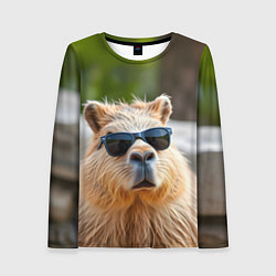 Лонгслив женский Модная капибара в темных очках, цвет: 3D-принт