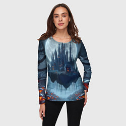 Лонгслив женский Замок Дракулы и неоновые грибы - нейроарт фантазия, цвет: 3D-принт — фото 2