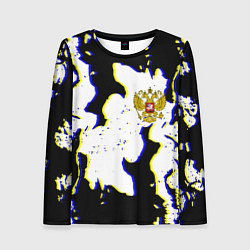 Женский лонгслив Россия герб глитч