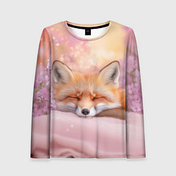 Лонгслив женский Милая лисичка и сирень, цвет: 3D-принт
