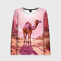Лонгслив женский Верблюд в розовой пустыне, цвет: 3D-принт