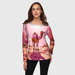 Лонгслив женский Верблюд в розовой пустыне, цвет: 3D-принт — фото 2