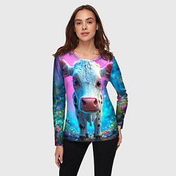 Лонгслив женский Коровка в сказочном лесу, цвет: 3D-принт — фото 2