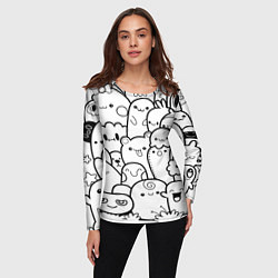 Лонгслив женский Doodle monsters, цвет: 3D-принт — фото 2