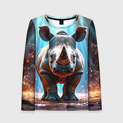 Лонгслив женский Носорог в лучах, цвет: 3D-принт