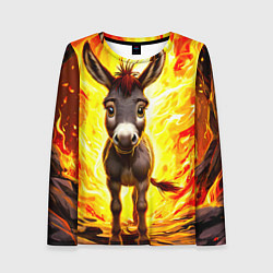Лонгслив женский Ослик в огне, цвет: 3D-принт