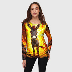 Лонгслив женский Ослик в огне, цвет: 3D-принт — фото 2