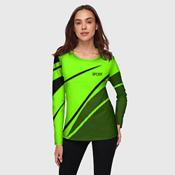 Лонгслив женский Sport ярко-зелёный с чёрным точечный, цвет: 3D-принт — фото 2