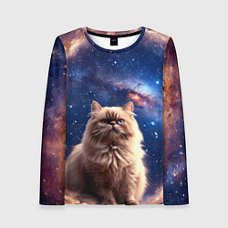 Женский лонгслив Гималайская кошка в космосе