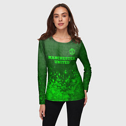Лонгслив женский Manchester United - green gradient посередине, цвет: 3D-принт — фото 2