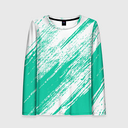 Лонгслив женский The color is turquoise and white, цвет: 3D-принт