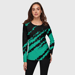Лонгслив женский The color is black and turquoise, цвет: 3D-принт — фото 2