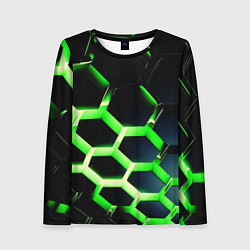 Лонгслив женский Neon Honeycombs, цвет: 3D-принт