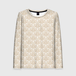 Лонгслив женский Элегантный бежевый узор с дамасками, цвет: 3D-принт