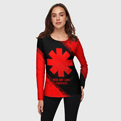 Лонгслив женский Red Hot Chili Peppers - red gradient, цвет: 3D-принт — фото 2