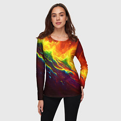 Лонгслив женский Абстрактные волны с огнем, цвет: 3D-принт — фото 2