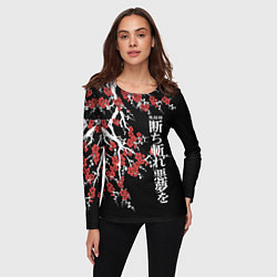 Лонгслив женский Корпус бойни демонов - цветущая сакура, цвет: 3D-принт — фото 2