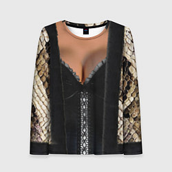 Лонгслив женский Обнаженное женское тело в змеиной одежде, цвет: 3D-принт