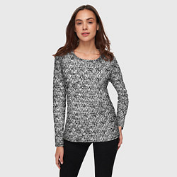 Лонгслив женский Чёрно-белый текстурный, цвет: 3D-принт — фото 2