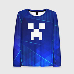 Лонгслив женский Minecraft blue poly, цвет: 3D-принт