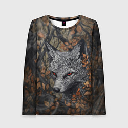 Женский лонгслив Хищный серый лис