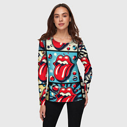 Лонгслив женский Rolling Stones logo - pop art, цвет: 3D-принт — фото 2