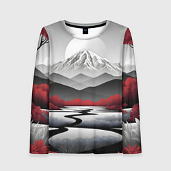 Женский лонгслив Белые горы и красные деревья