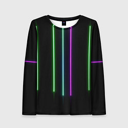 Лонгслив женский Neon stripes, цвет: 3D-принт