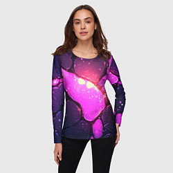 Лонгслив женский Розовая текстура разлом плит, цвет: 3D-принт — фото 2