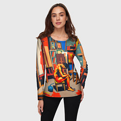 Лонгслив женский Художник в мастерской, цвет: 3D-принт — фото 2