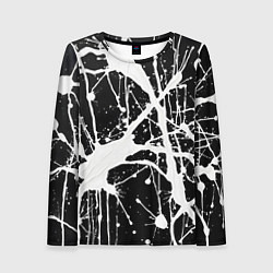 Лонгслив женский Брызги белой краски, цвет: 3D-принт