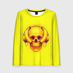 Лонгслив женский Yellow bananas skull - cyberpunk, цвет: 3D-принт