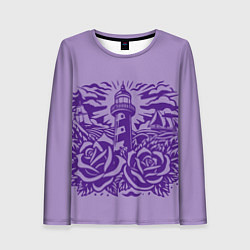 Лонгслив женский Маяк с розами и корабли, цвет: 3D-принт
